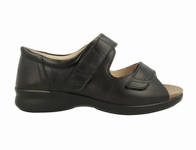 Care Ease Foot Glow Womens Adjustable Bliss 2 Black Leather Sandals