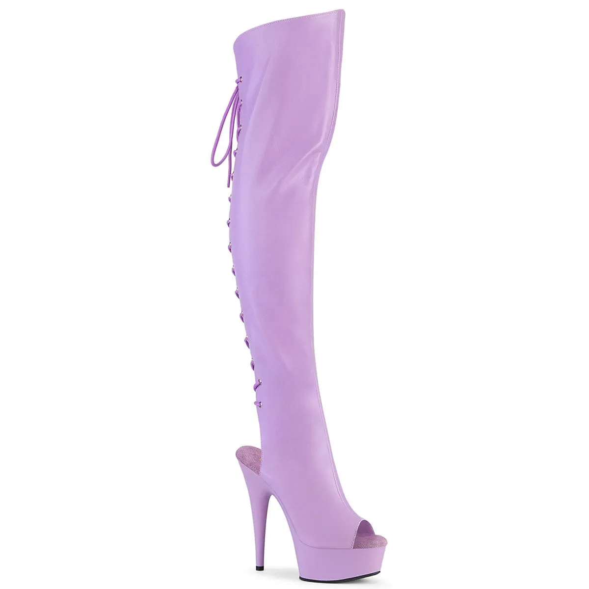 Comfort Backing Stretchable Material DELIGHT-3019 Platform Shoes Lavender Faux Leather/Lavender Matte