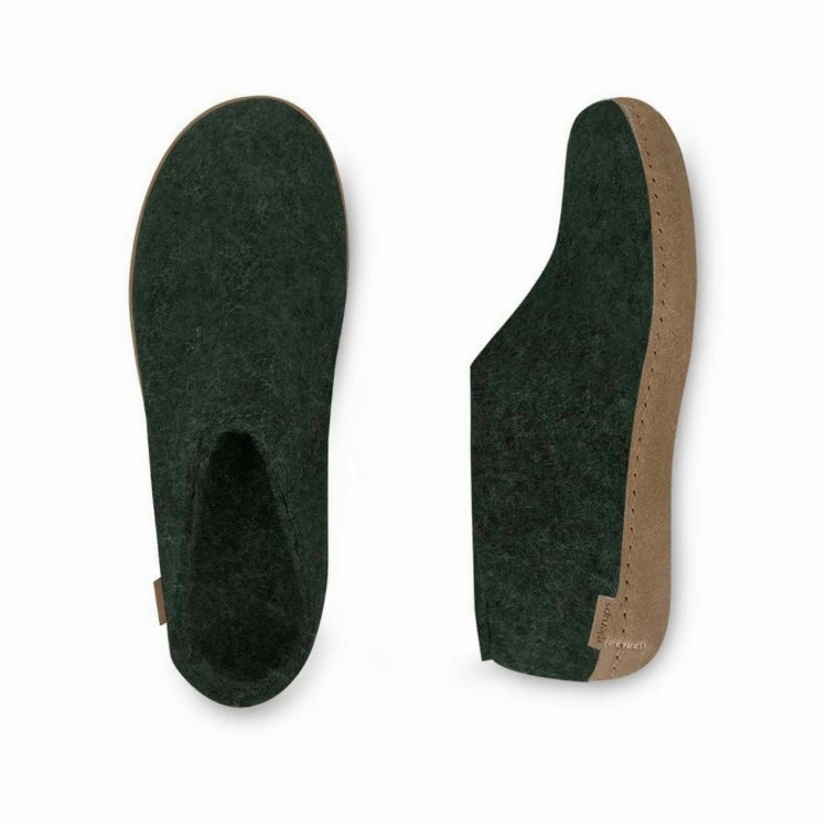 Matte Base Shoe with Leather Sole - Forest