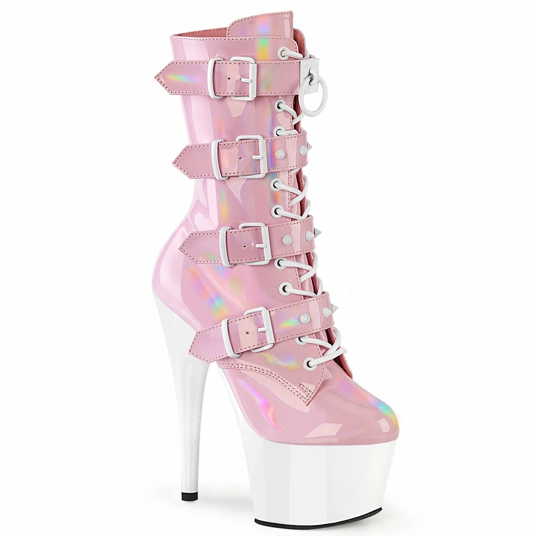 ADORE-1046TT Baby Pink Hologram Patent/White Grip Support Winter Essential