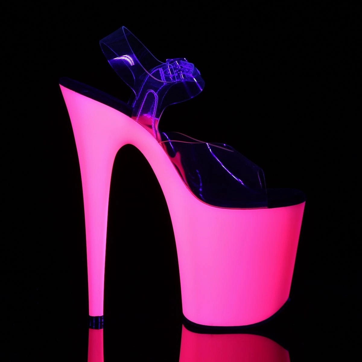 FLAMINGO-808UV Clear/Neon Pink Patent Glow