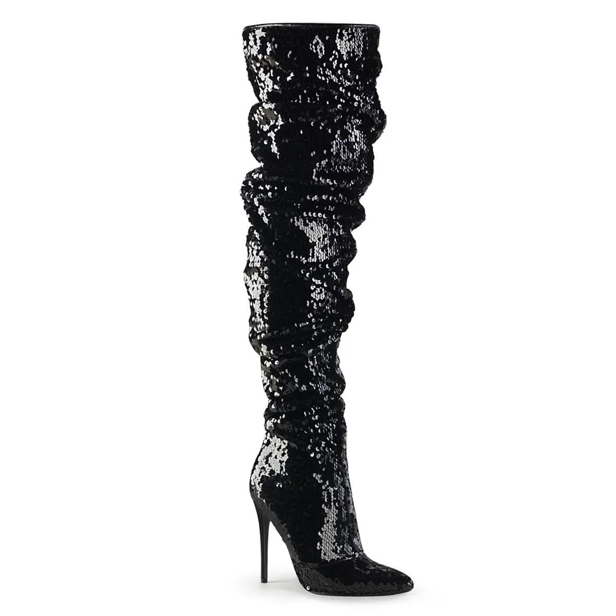 COURTLY-3011 Black Sequins Slip   Resistant Lug