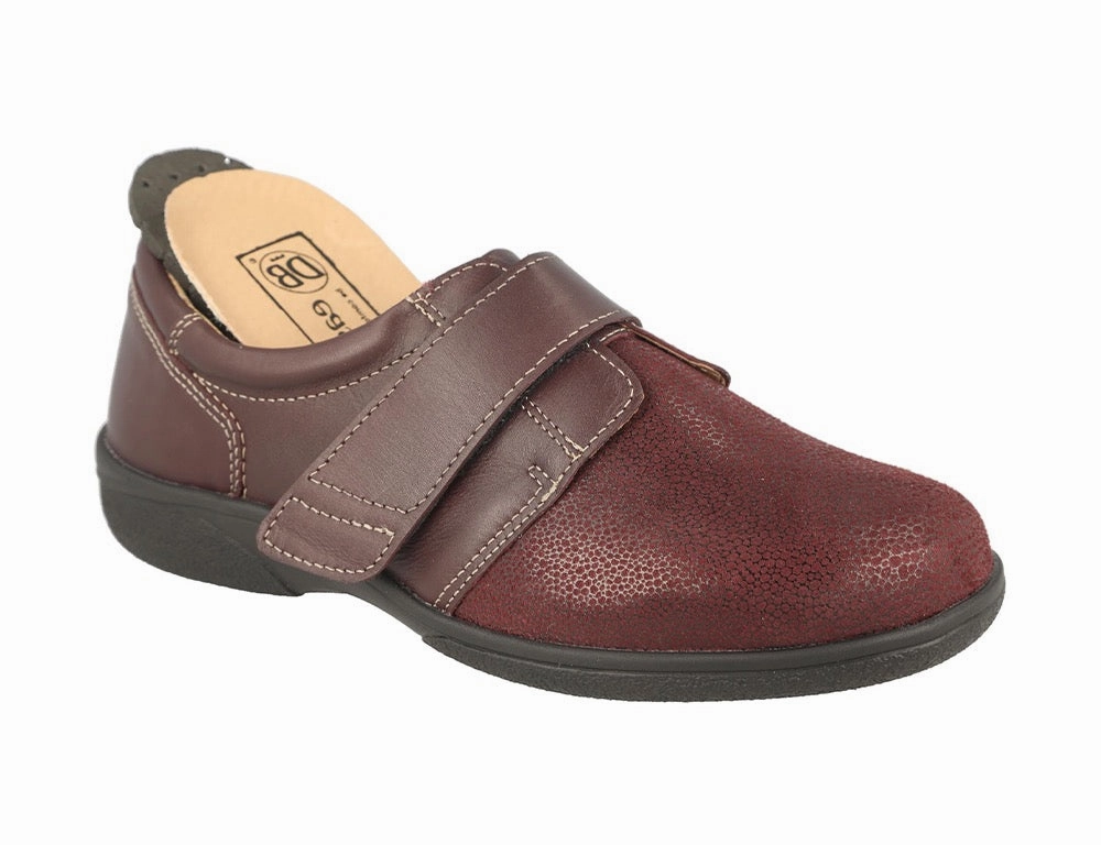 Color Mix Breathable Lining Womens Wide Fit Stretch Petula Burgundy Shoes
