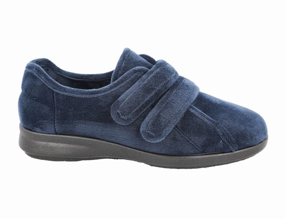 Luggage Fit Womens Wide Fit Adjustable Fork Navy Slippers