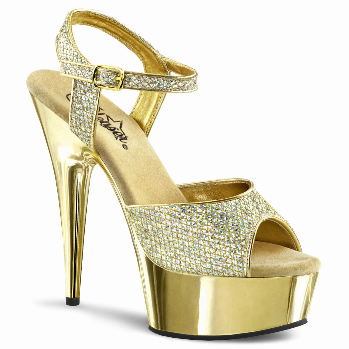 Adjustable Sole DELIGHT-609G Gold Multi Glitter/Gold Chrome