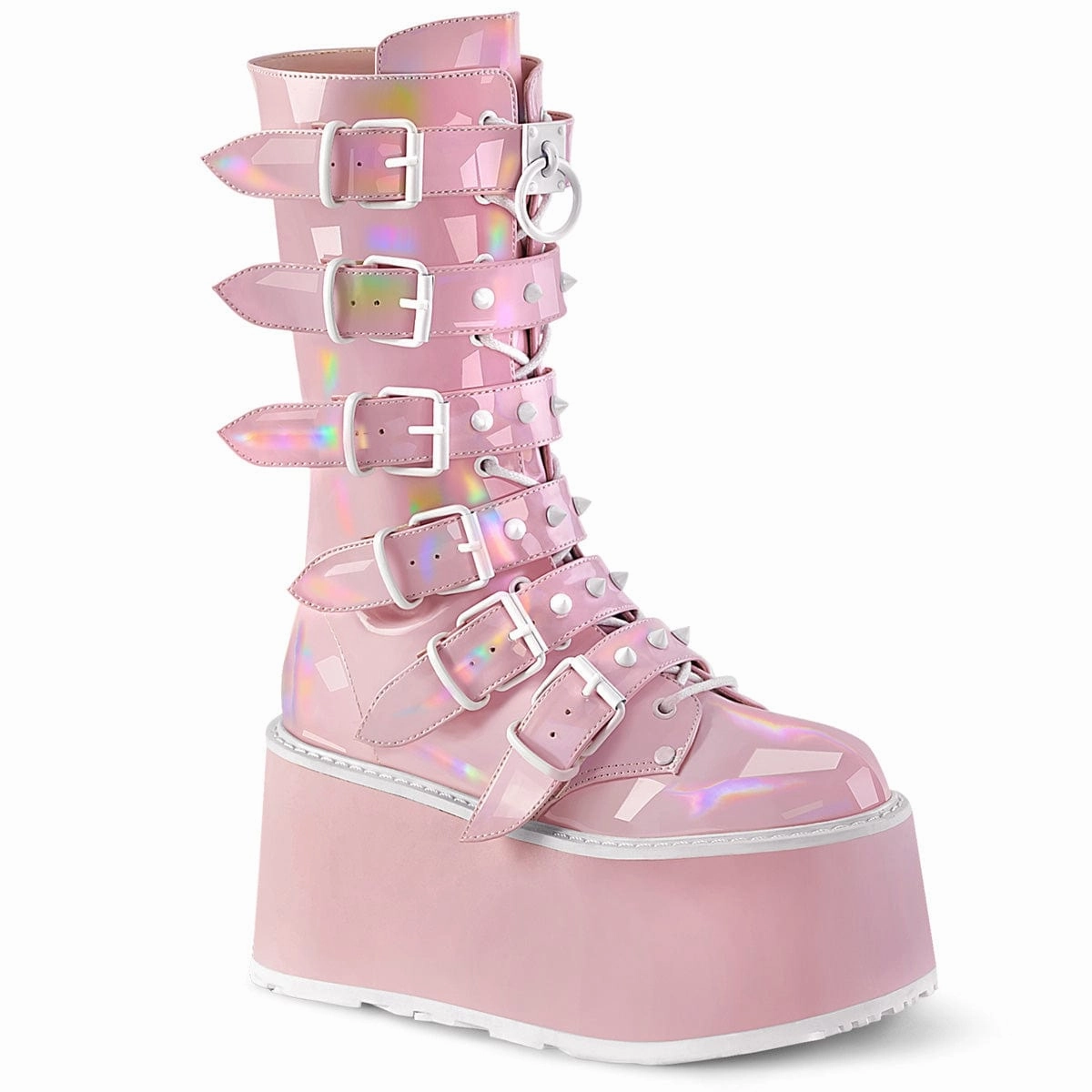 DAMNED-225 Baby Pink Hologram Patent Retro Mood