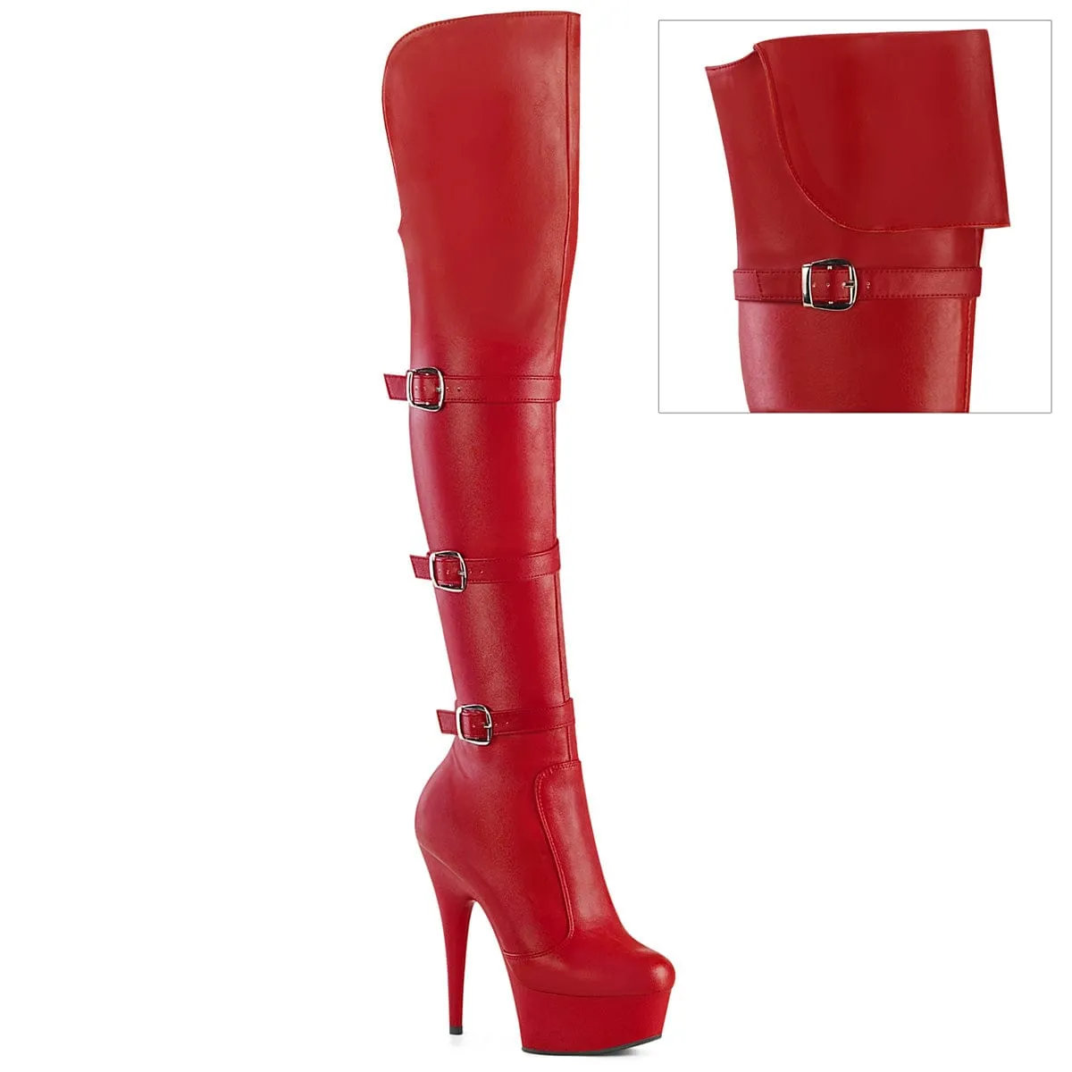 DELIGHT-3018 Red Stretch Faux Leather/Red Matte All-Purpose Use Trail Mode