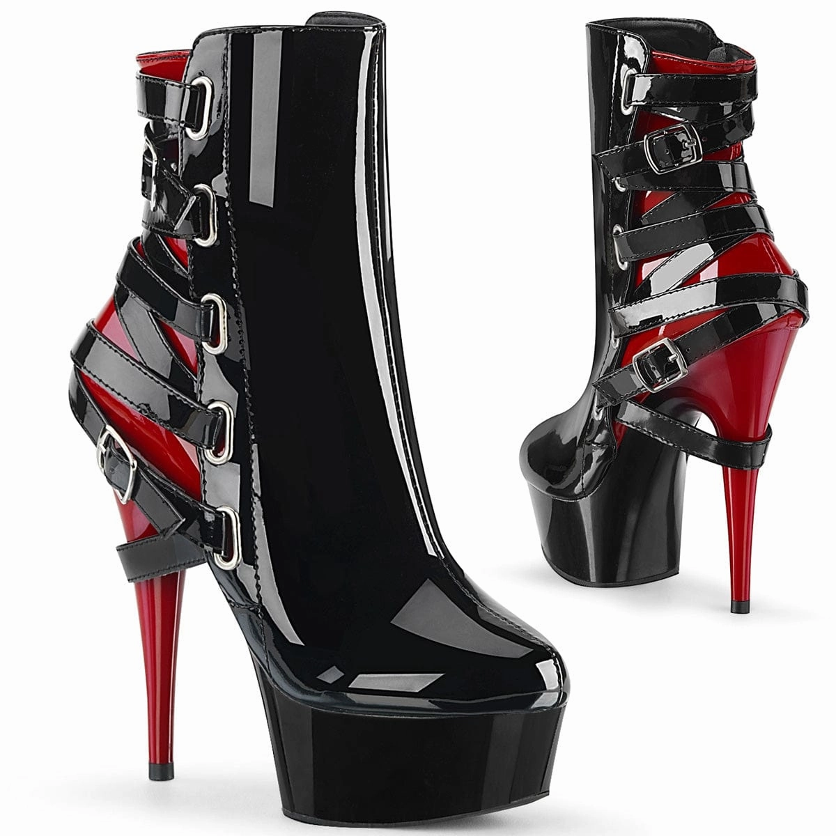 DELIGHT-1012 Black-Red Patent/Black-Red Sleek Finish