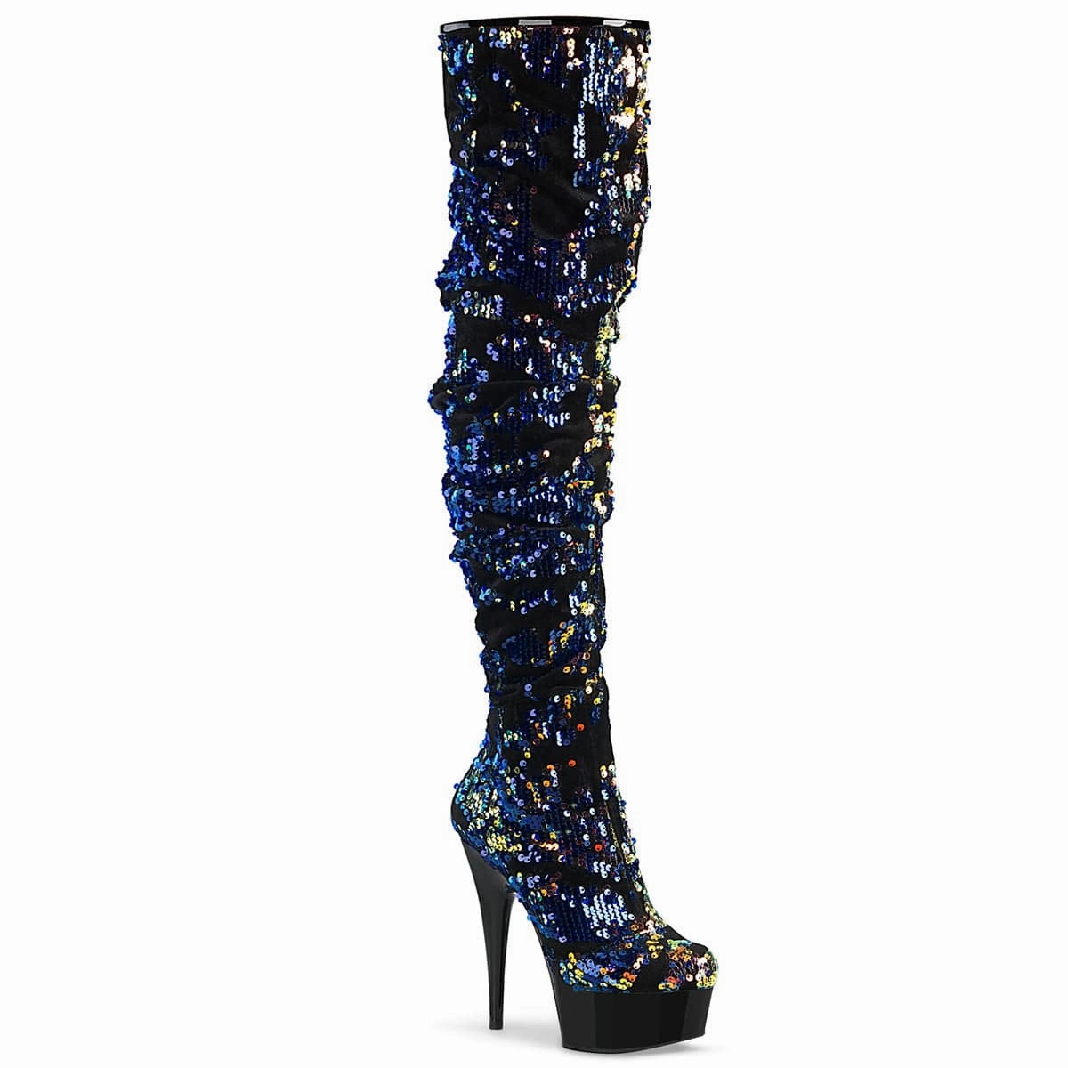 Ocean Walk Pose Ready DELIGHT-3004 Blue Iridescent Sequins/Black