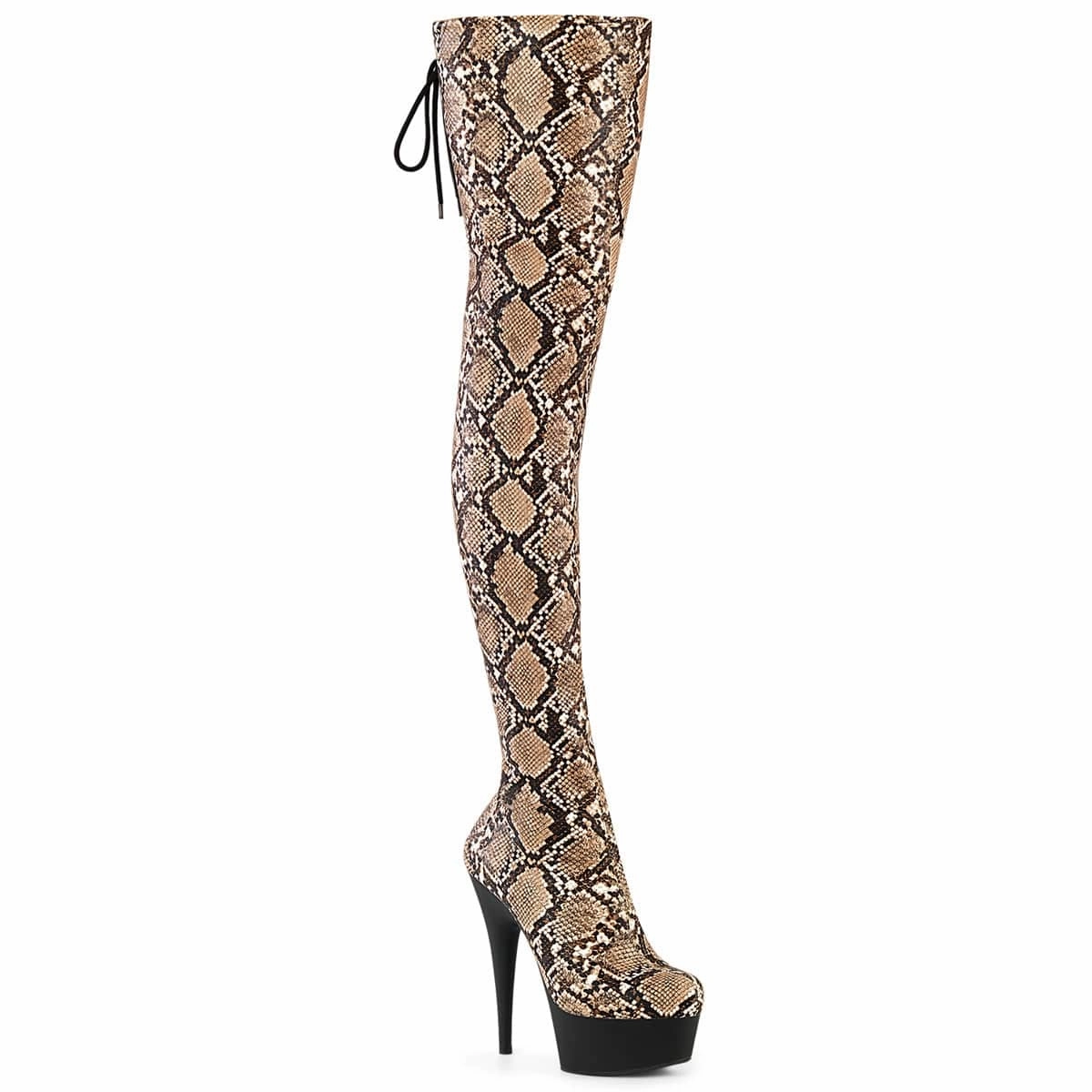 Everyday Italian Glam DELIGHT-3008SP-Boot Tan-Brown Snake Print/Black Matte