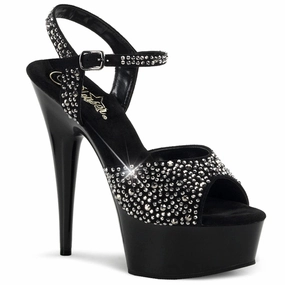 Fashionable Comfort DELIGHT-609RS Black Suede-Pewter Rhinestones/ Black