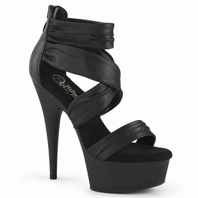 DELIGHT-620 Black Faux Leather-Fabric/Black Matte Casual Sandals