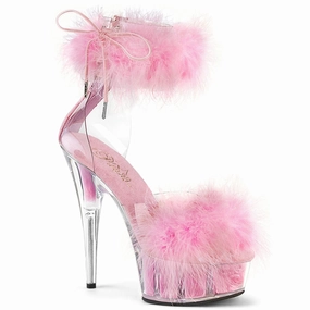 DELIGHT-624F Clear-Baby Pink Fur/M Beach Chic