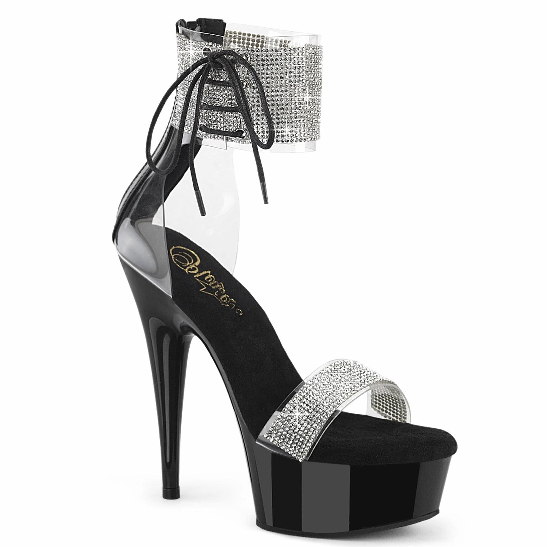 DELIGHT-627RS Clear-Black/Black platform Trendy