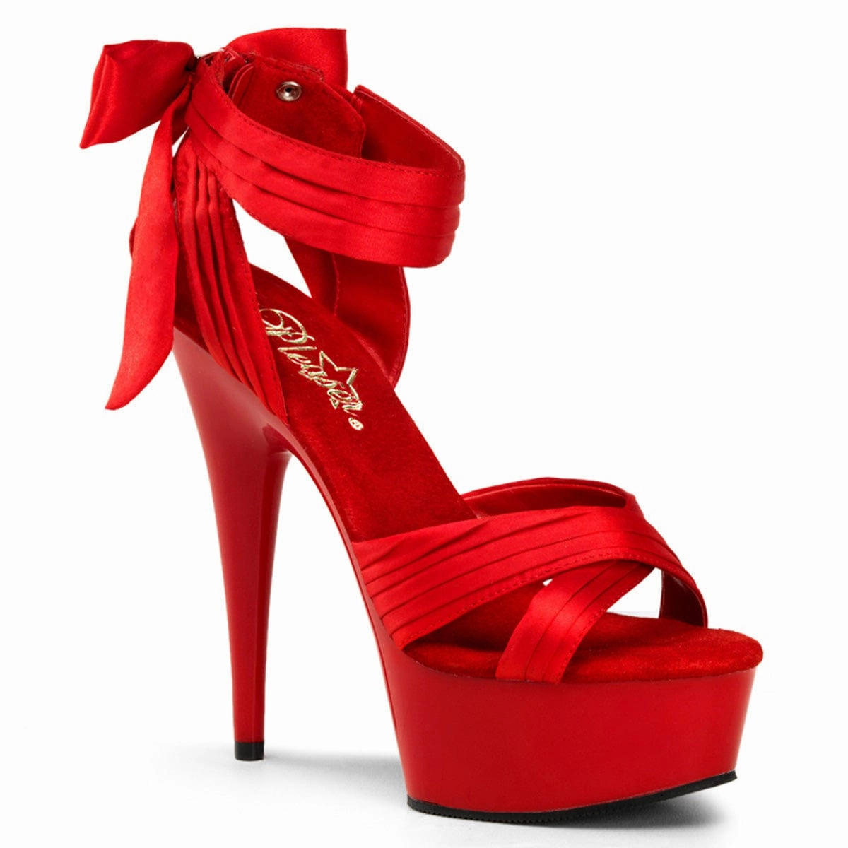 Classic Black Heels DELIGHT-668 Red Satin/Red