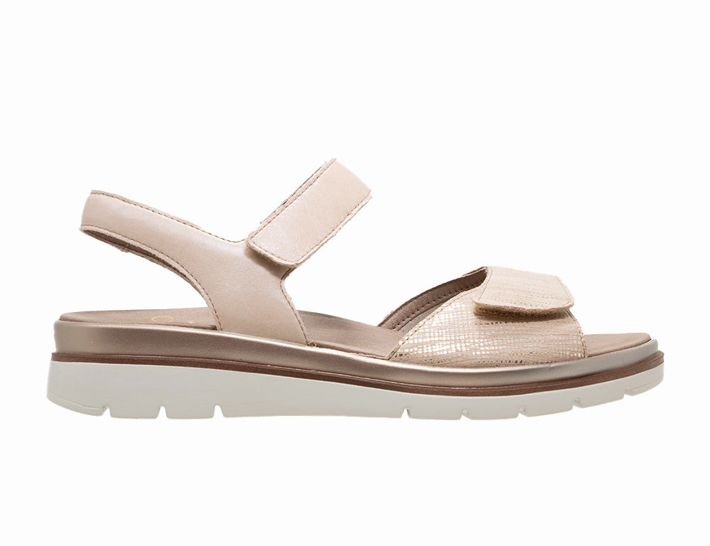 Womens Adjustable Glory Cream Combi Sandals Queen Touch