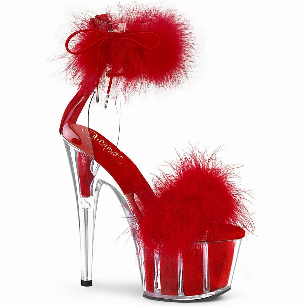 ADORE-724F Clear-Red Fur/Red Fur Beach Walk Party Ready