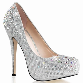 Cushioned heel Fiber Mix DESTINY-06R Silver Glitter Mesh Fabric