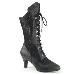 DIVINE-1050 Black Faux Leather-Satin Lace Rain Friendly Mud Defense
