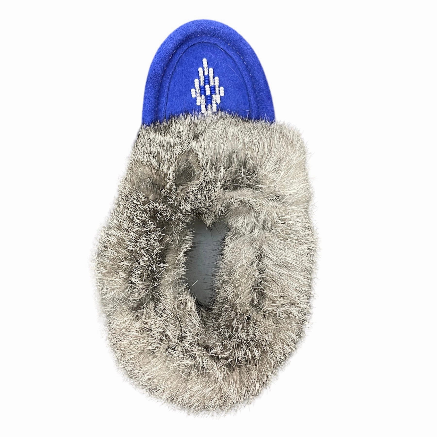 Comfort Tongue Kid Fur Moccasin - Royal Blue Suede