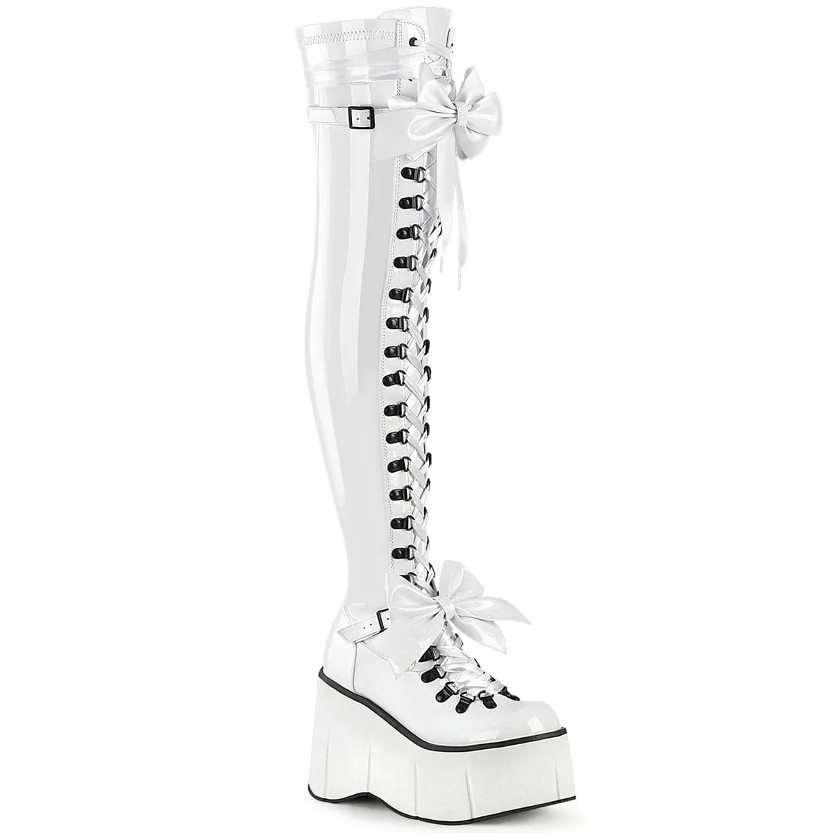 KERA-303 White Stretch Patent Square Toe