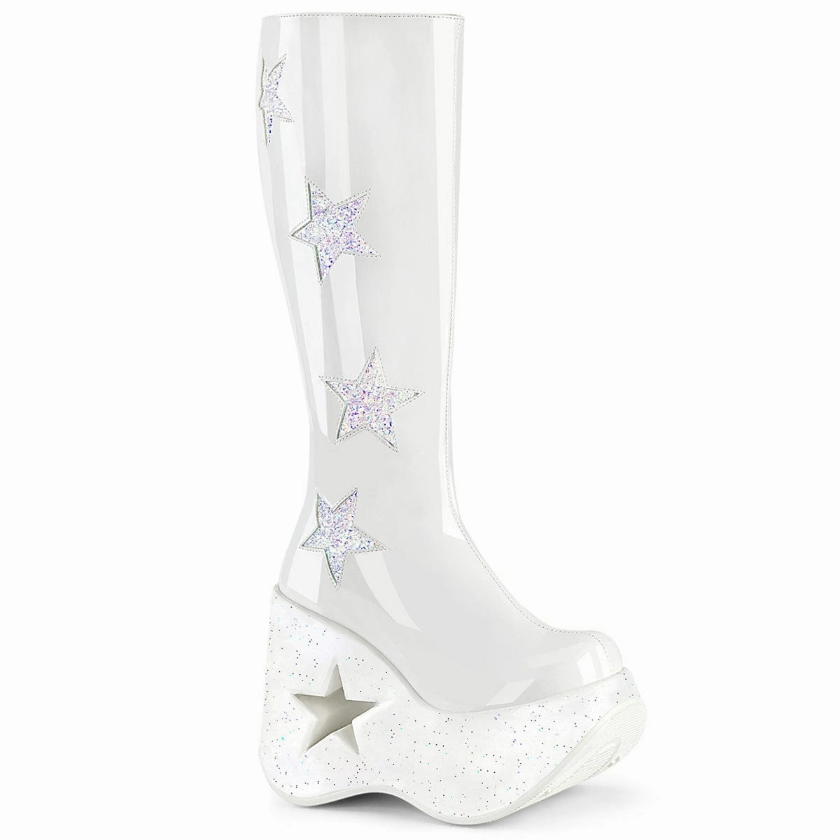 Petite Fit DYNAMITE-218 White Patent -White Multi Glitter