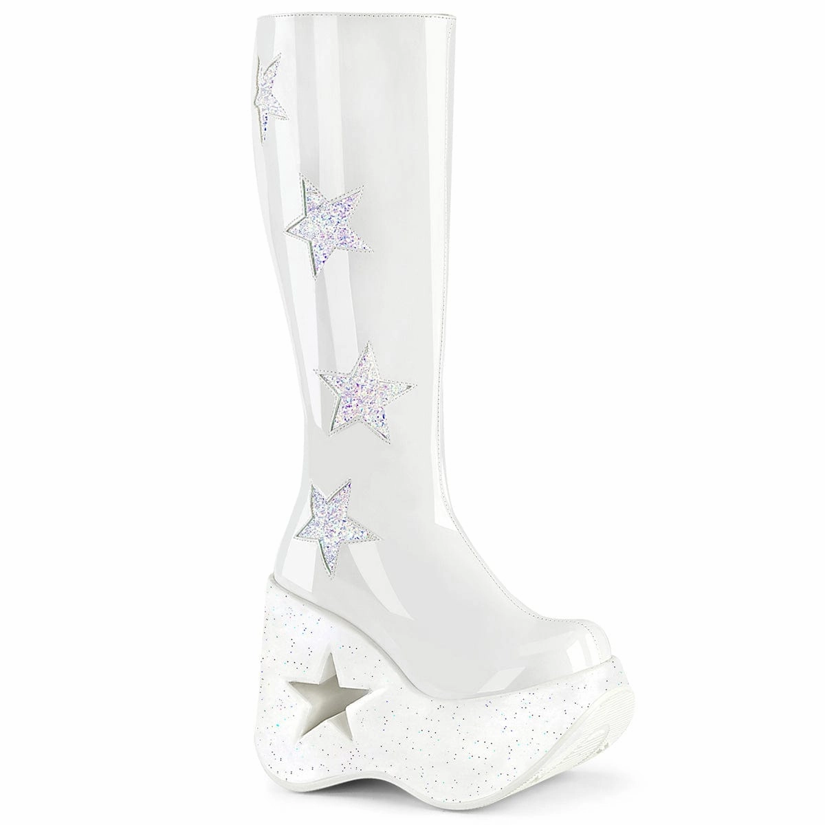 DYNAMITE-218 White Patent -White Multi Glitter Campus Cool Durable Material