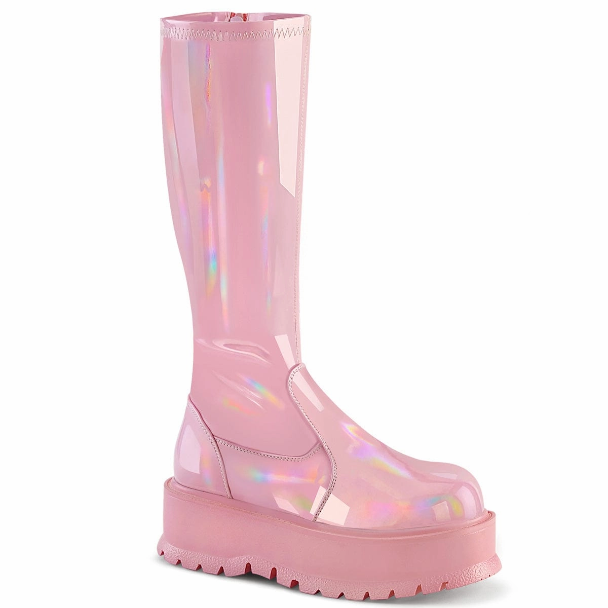 SLACKER-200 Baby Pink Hologram Patent Low Rise