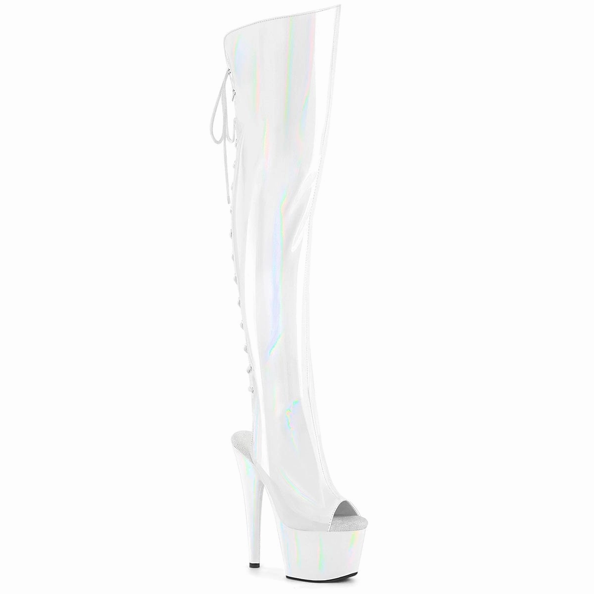 ADORE-3019HWR White Stretch Hologram/White Hologram Synthetic Firm Lock