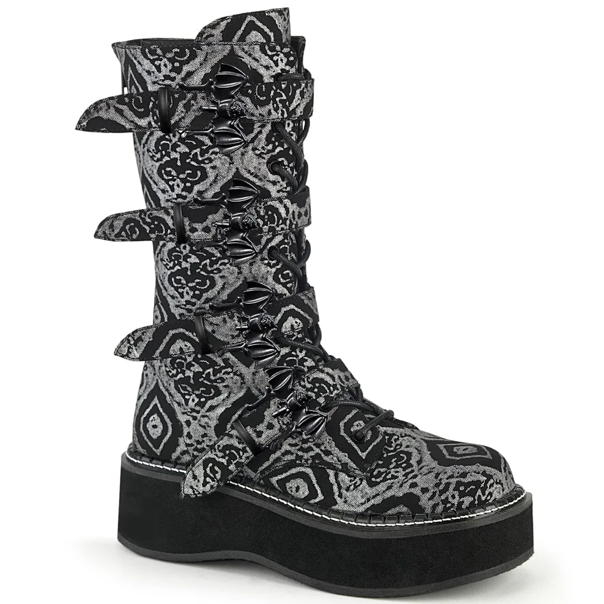 Dual Tone EMILY-322 Black-Silver Faux Nubuck Leather