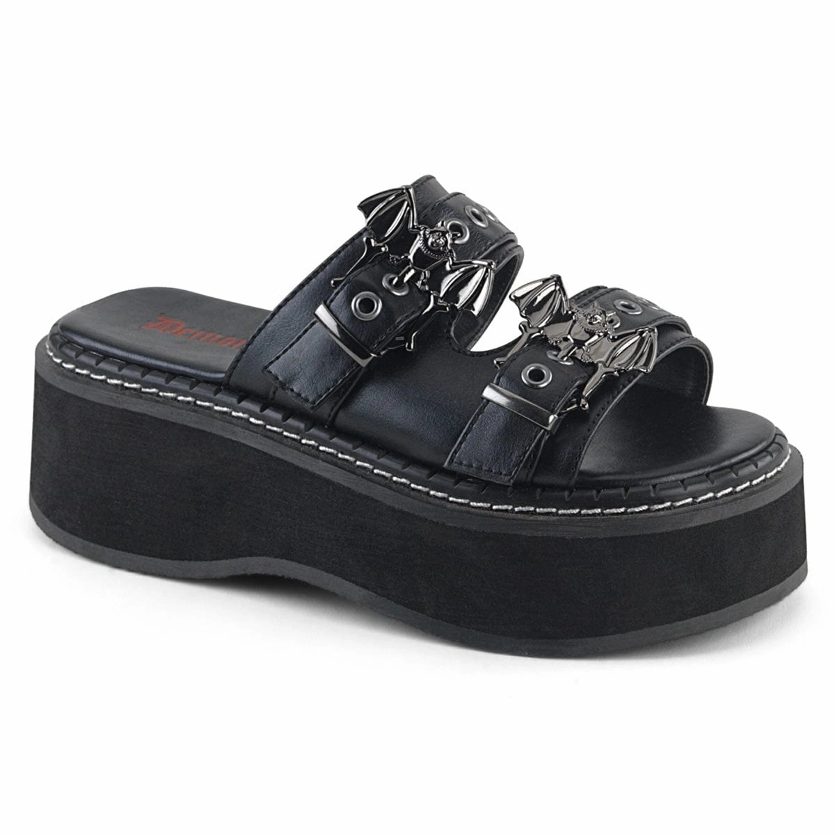 EMILY-100 Black Vegan Leather morning run Cool Sandals