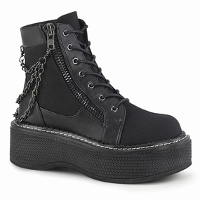 Anti Slip EMILY-114 Black Canvas-Vegan Leather