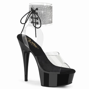 Casual Platform Heels Crystal Heels DELIGHT-691-2RS Clear/Black