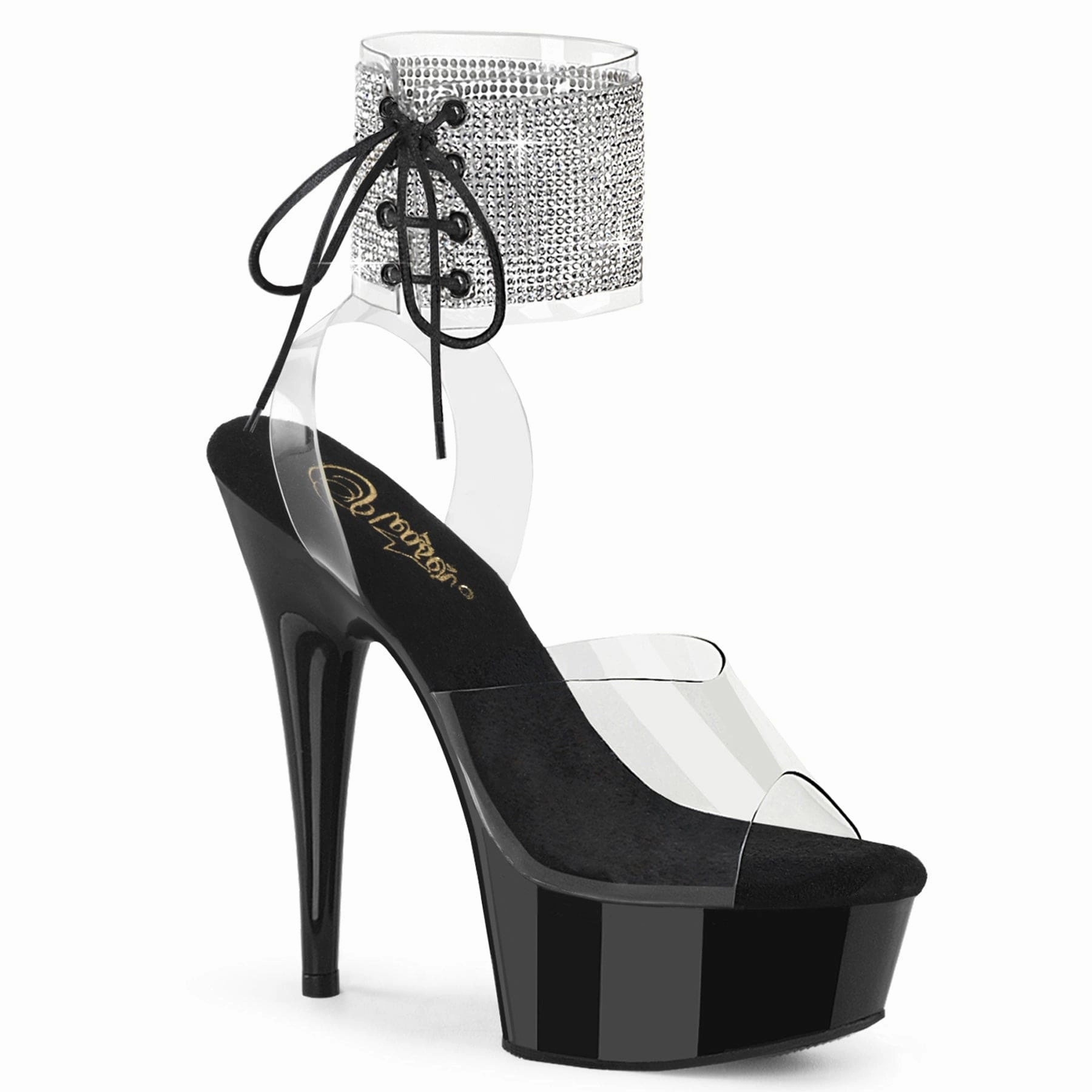 Casual Platform Heels Crystal Heels DELIGHT-691-2RS Clear/Black
