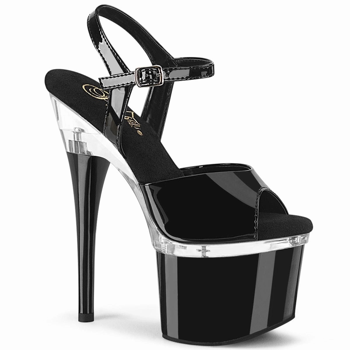 ESTEEM-709 Black Patent/Clear-Black Non-Slip Grip Stretchable