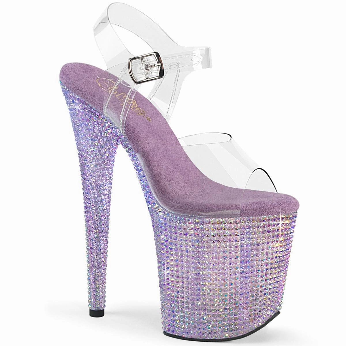 BEJEWELED-808RRS Clear/Lavender Rhinestones Mesh Upper