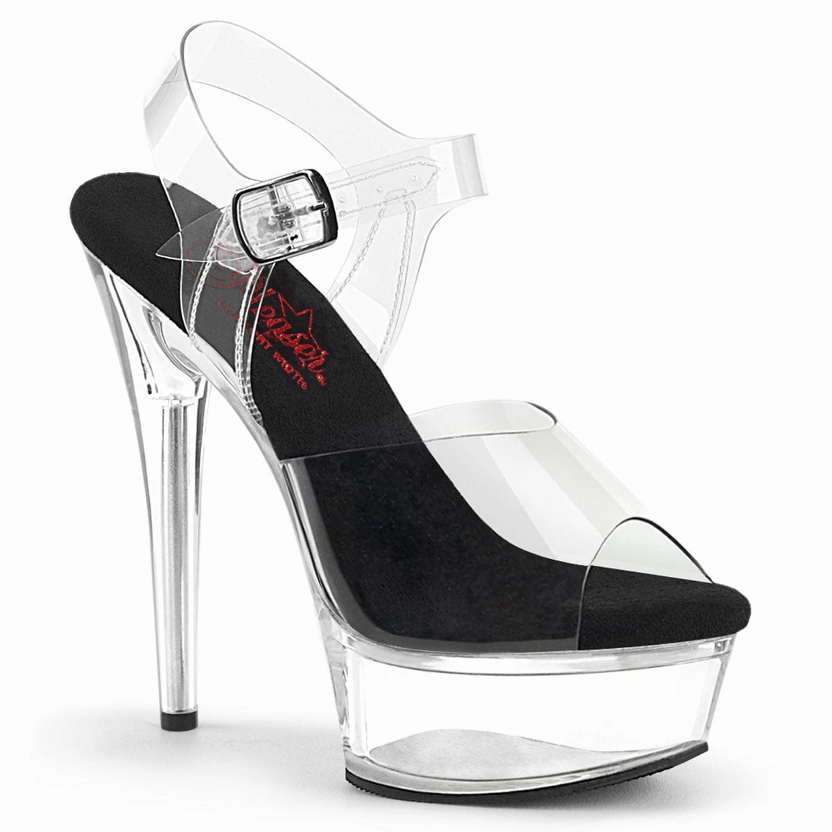 Peep Toe Sandals for Party Minimalist Heels EXCITE-608 Clear-Black/Clear