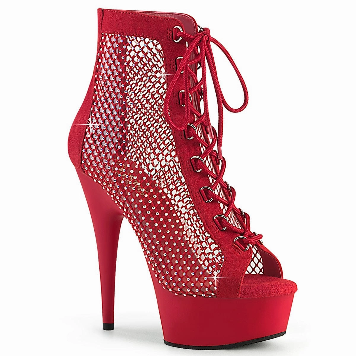 Everyday DELIGHT-600-33RM Red Faux Suede-Rhinestones Mesh/Red Matte