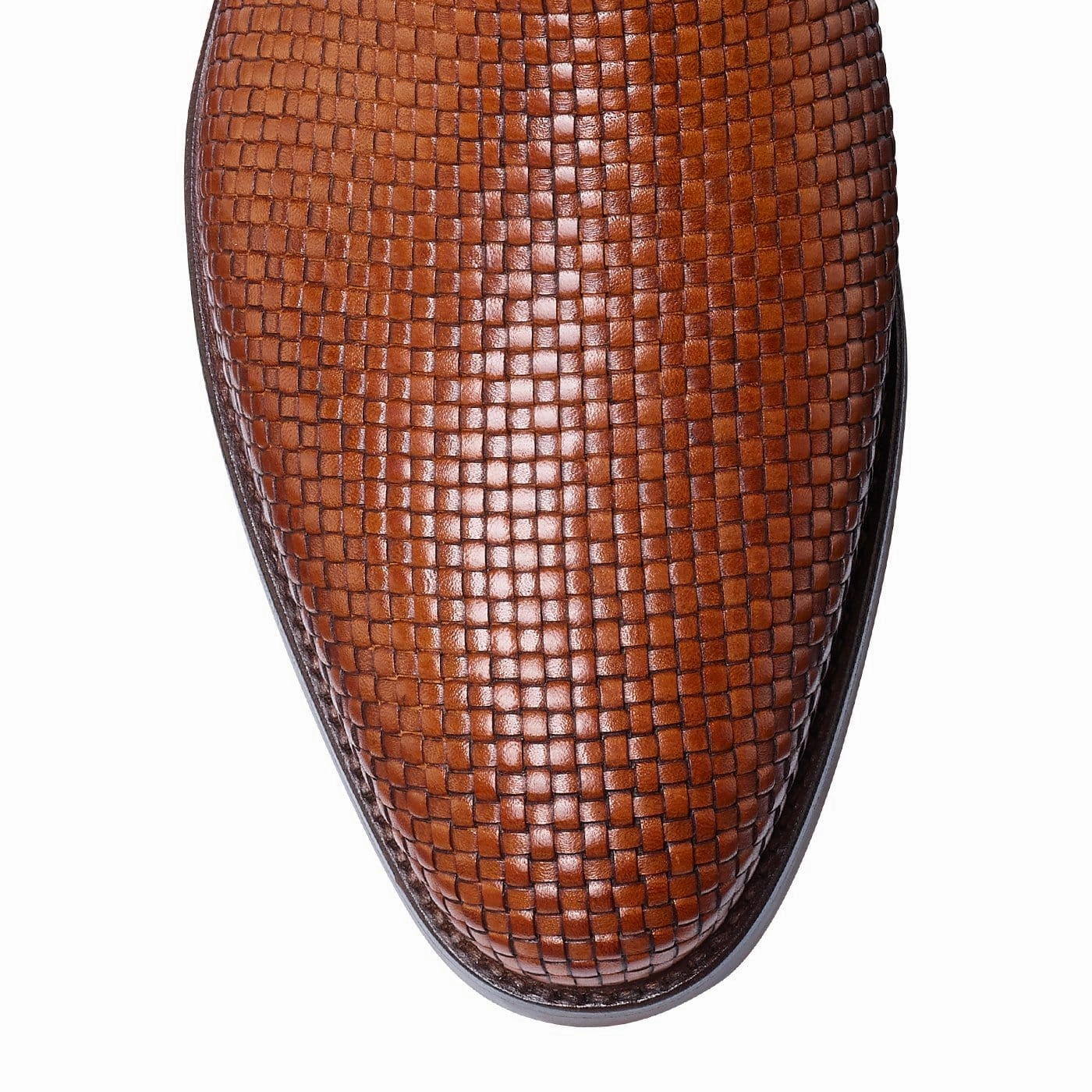 Gloss Finish Minimal Style Kensington Tan Woven Calf