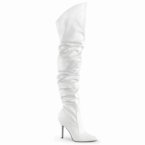 Tall Shaft CLASSIQUE-3011 White Faux Leather