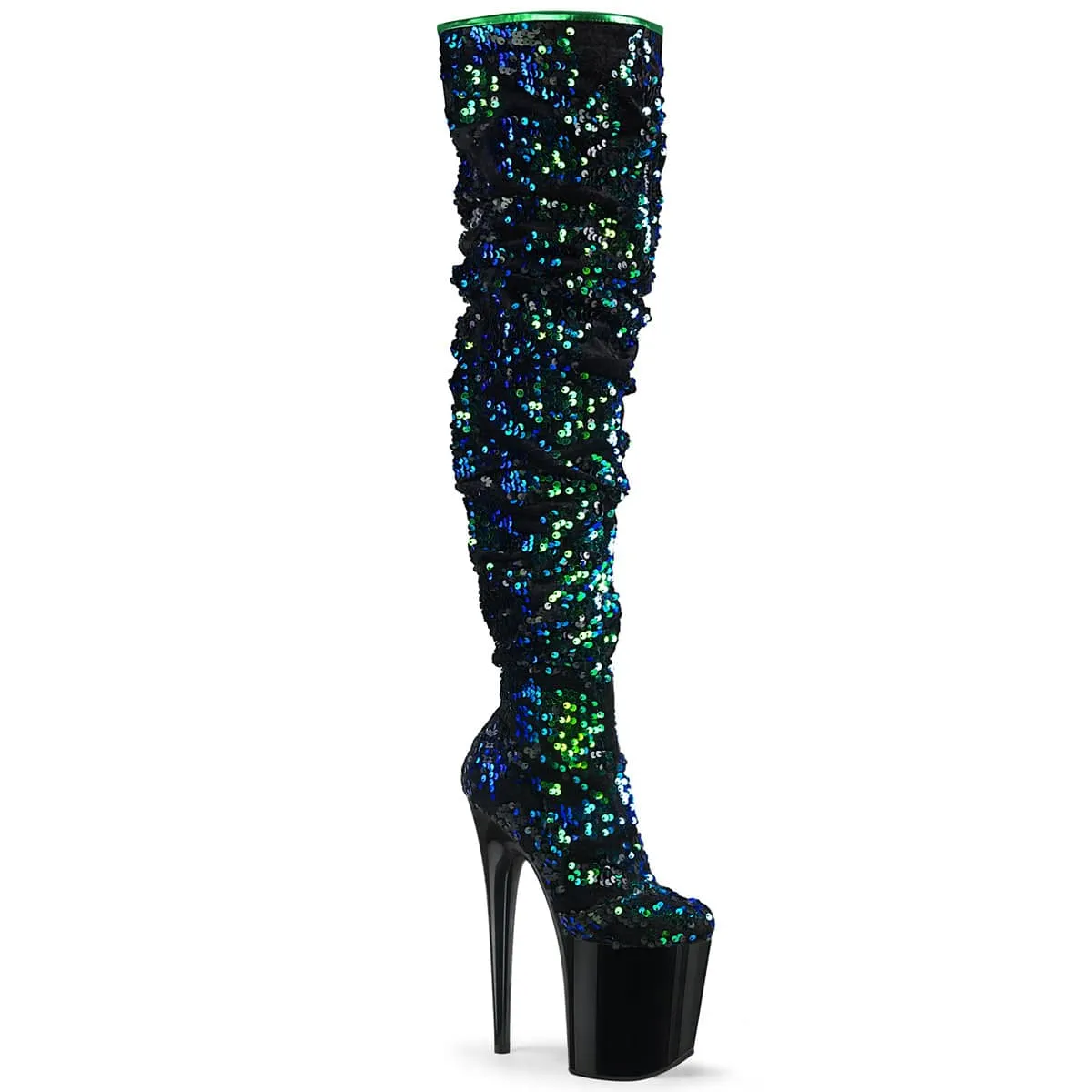Firm Ground FLAMINGO-3004 Green Iridescent Sequins/Black