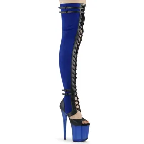 Satin Glow FLAMINGO-3027 Blue Faux Suede-Black Faux Leather/Frosted Blue