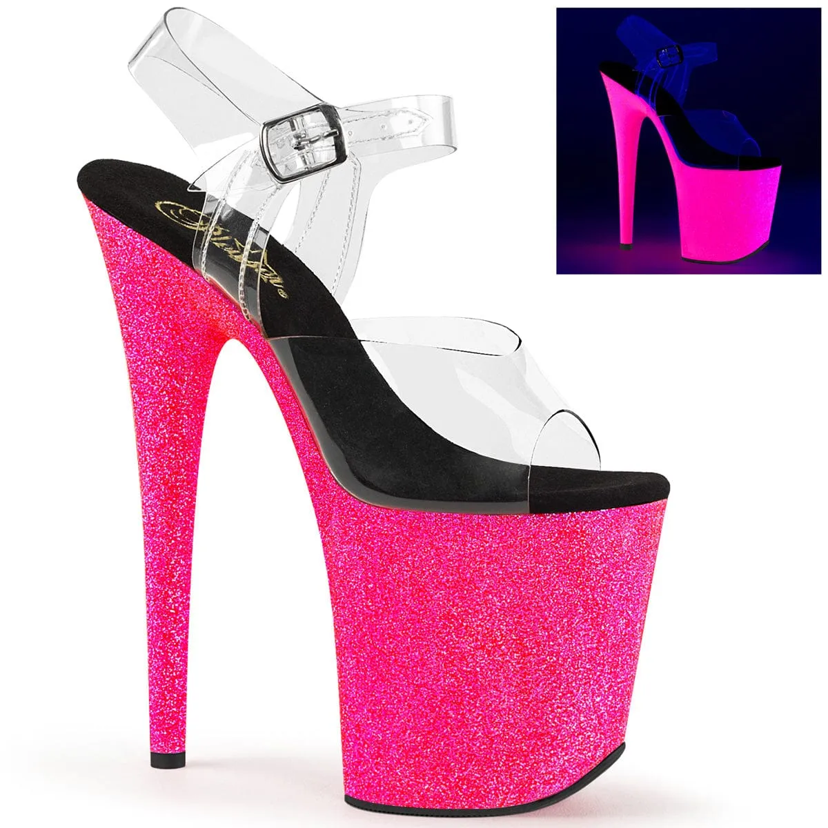 Virtual Step FLAMINGO-808UVG Clear/Neon Hot Pink Glitter