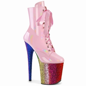 FLAMINGO-1020HG Baby Pink Hologram Patent/Rainbow Glitter Easy Walk
