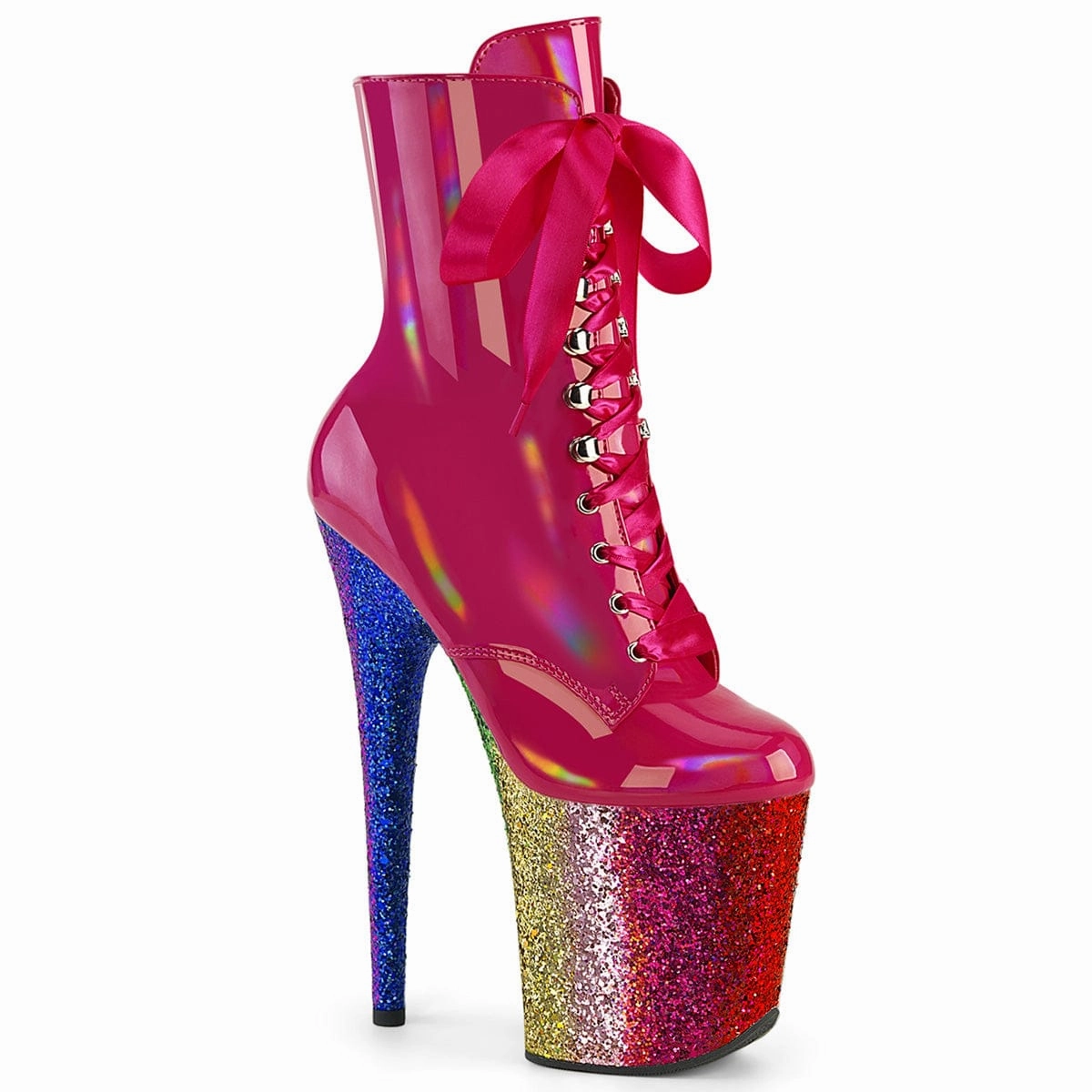 All-Purpose Style FLAMINGO-1020HG Hot Pink Hologram Patent/Rainbow Glitter