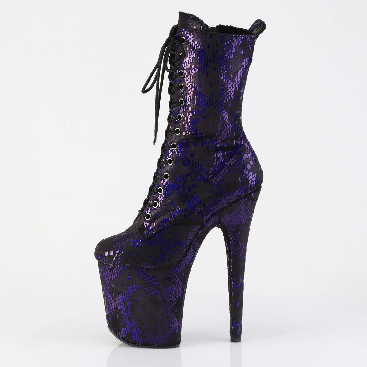 Comfortable Sockliner athlete FLAMINGO-1040S Platform  Purple Metallic Snake Print Fabric/M