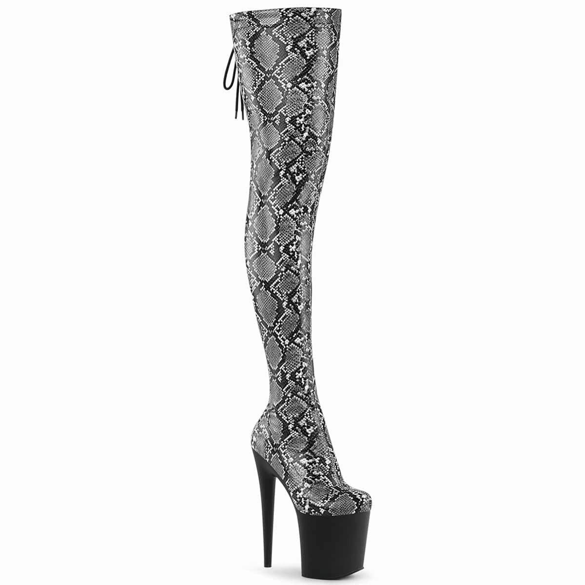 FLAMINGO-3008SP-Boot Grey-Black Snake Print/Black Matte Comfortable Design Cushioned Footbed