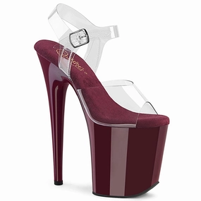 FLAMINGO-808 Platform Shoes Clear/Burgundy Multi Strap