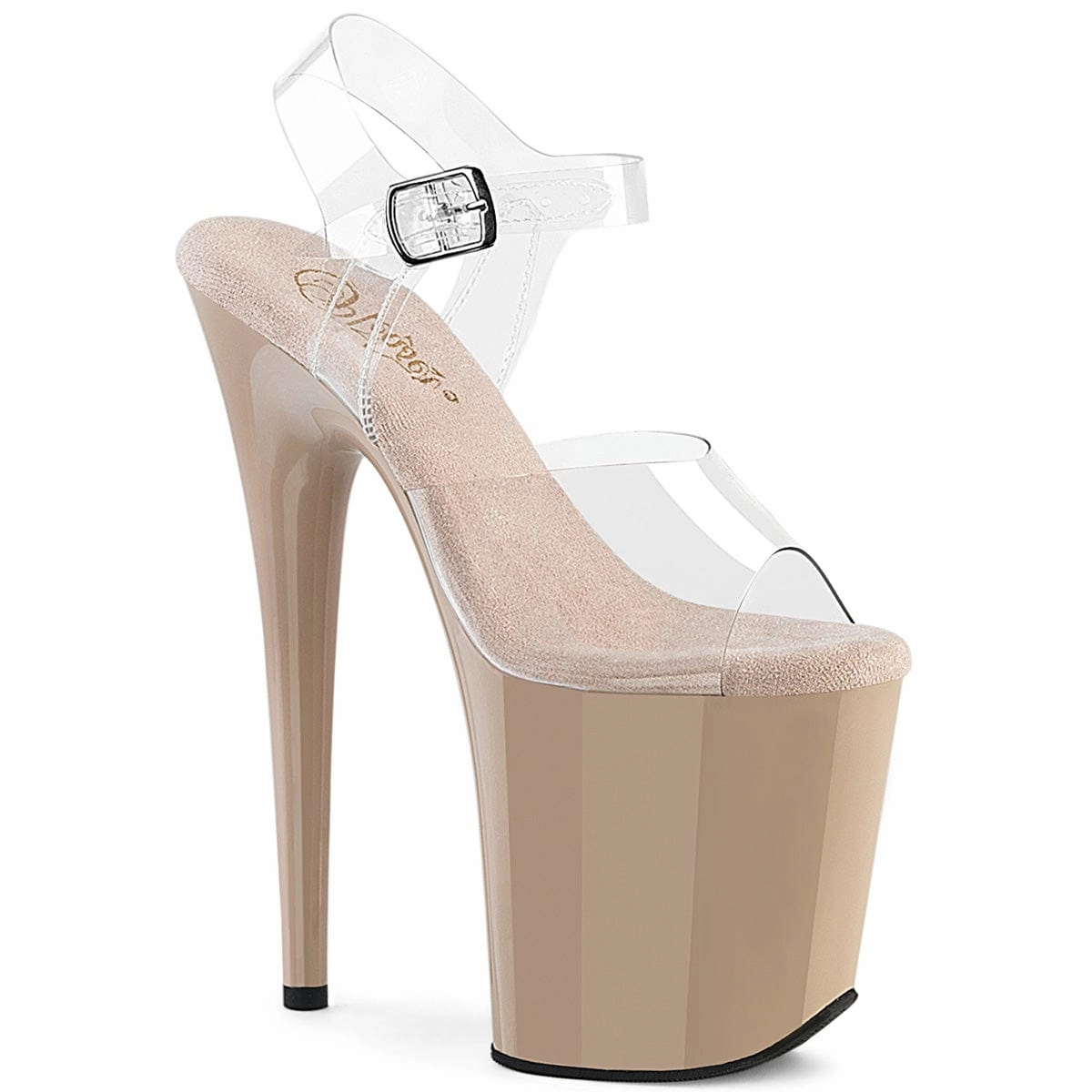 FLAMINGO-808 Platform Shoes Clear/Nude Velcro straps