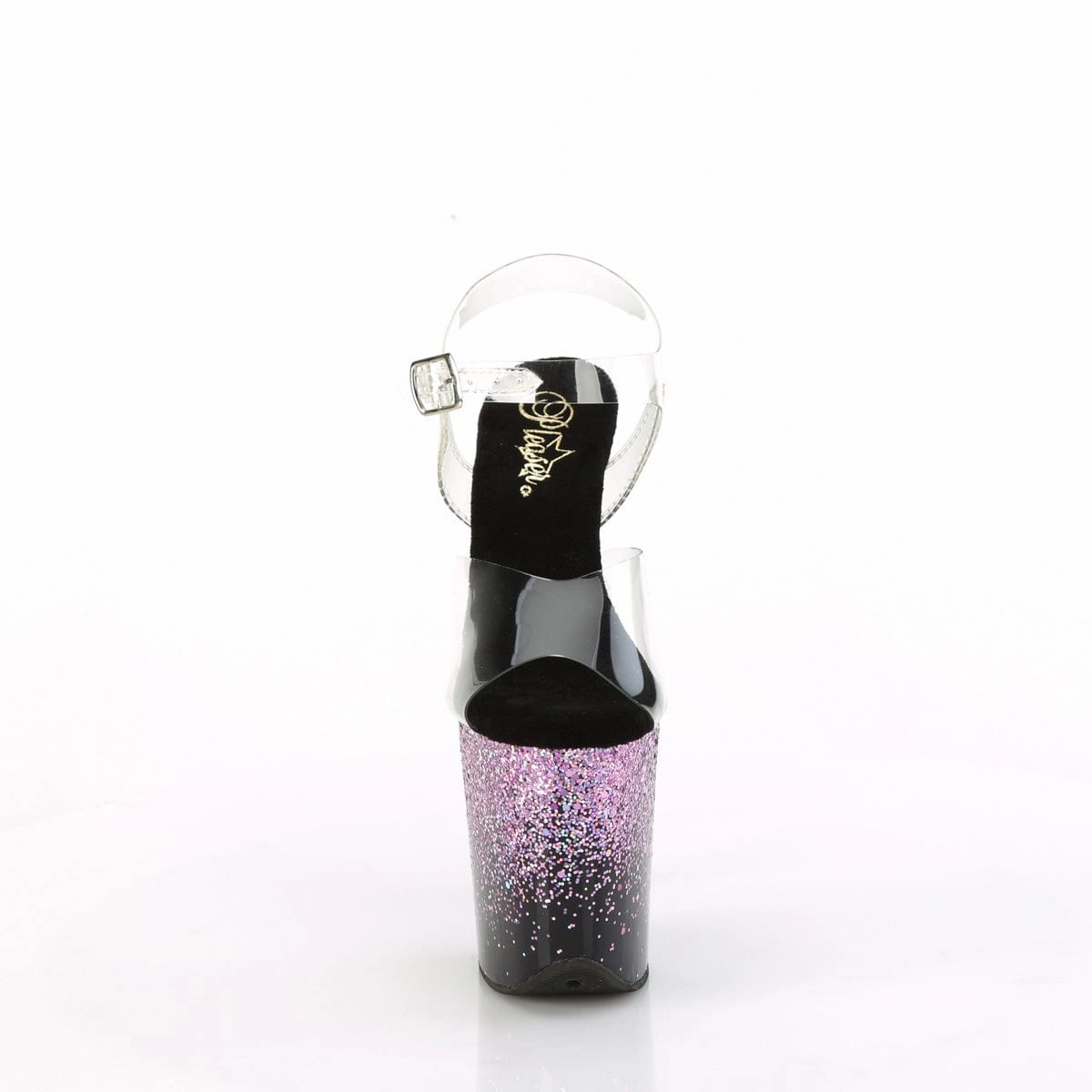 FLAMINGO-808SS Clear/Black-Purple Multi Glitter Slip-Resistant Sole